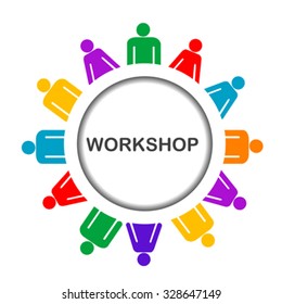 Illustration of workshop icon isolated over white background