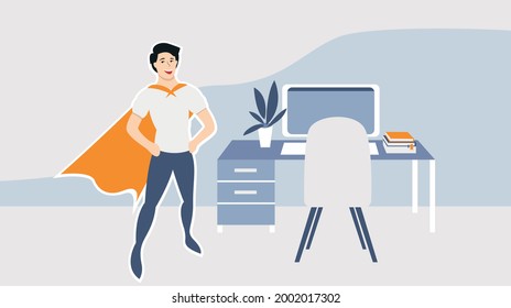 Illustration workspace freelance worker office