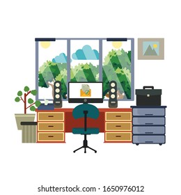 Illustration Workspace office workplace vector