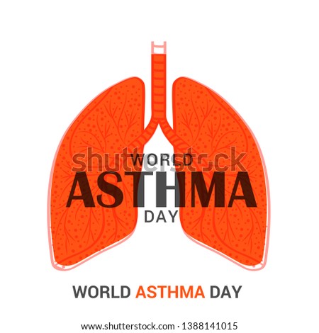  Illustration Of World Asthma Day With Inhaler And Stylish Text on Isolated Background.