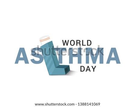  Illustration Of World Asthma Day With Inhaler And Stylish Text on Isolated Background.