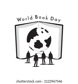 illustration World Book Day. Open book and read books. stack of book. literature, story time, education concept. 
