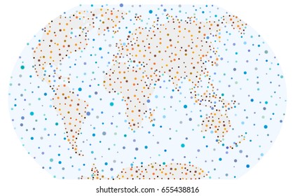 Illustration of the world by dots