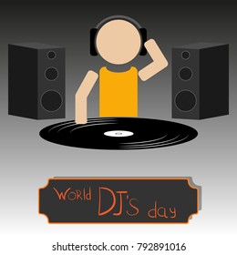Illustration for the World Day of the DJ with a vinyl record