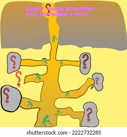 illustration of world discoverers day with colored human symbols on a journey in search of new inventions drawn with eps
