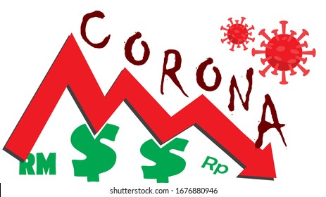 Illustration of The world economy is collapsed by the Corona virus or covid-19 