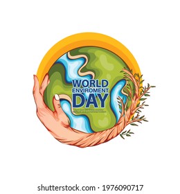 illustration for World Environment Day with tree and leaves background