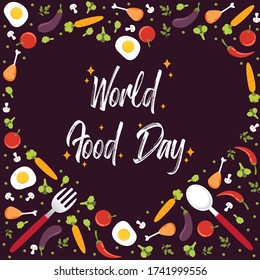 illustration of world food day with love silhouette