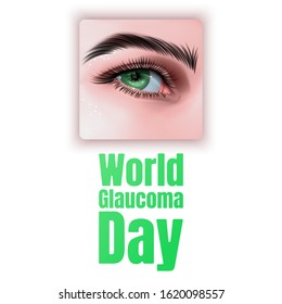 Illustration Of World Glaucoma Day Background with realistic eye isolated on white background, vector eps 10 format
