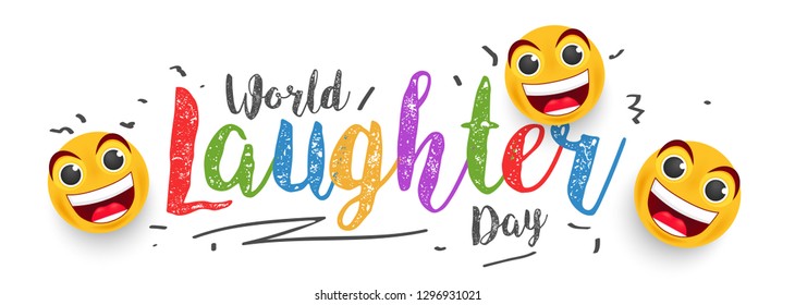 Illustration Of  World Laughter day Background With Smiley Emoticons.