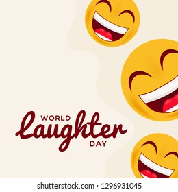 Illustration Of  World Laughter Day Background With Smiley Emoticons.