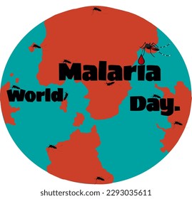 Illustration of world malaria day. Malaria and world vector. Malaria mosquito. 