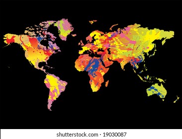 Illustration World Map Beautiful Colors Stock Vector (Royalty Free ...