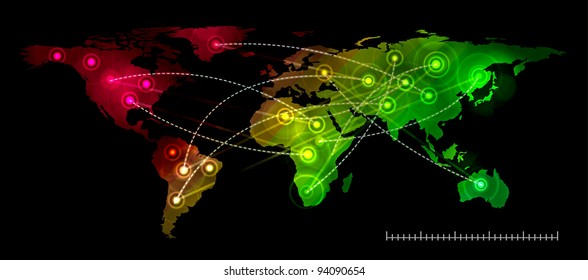 Illustration world map. Concept communication.