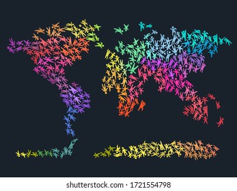 Illustration einer Weltkarte aus People Cutout