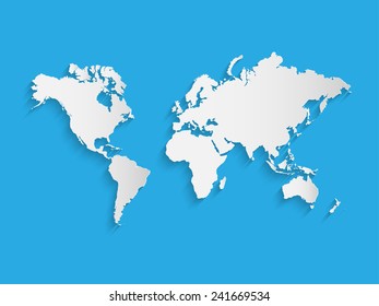 Illustration of a world map on a colorful blue background.
