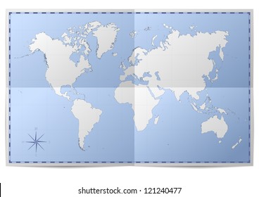 illustration d'une carte du monde sur papier plié