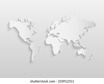 Illustration of a world map on a paper background.