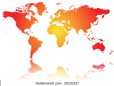 Illustration of world map with reflection vector