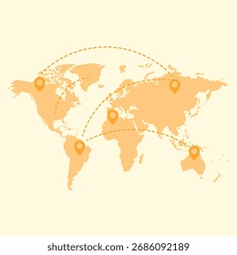 Illustration of an World Map Supply Chain
