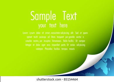 illustration of world map under folded green paper