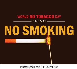 Illustration Of World No Tobacco Day Banner Or Poster Design With No Tobacco Theme Background. - Vector