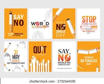 Illustration Of World No Tobacco Day Banner Or Poster Design Set With No Tobacco Theme Background.