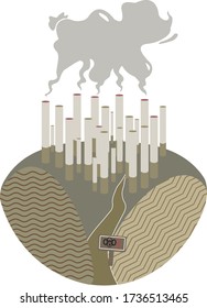 Illustration Of World No Tobacco Day Banner Or Poster Design. Concept of how the world is governed and polluted by tobacco. - Vector