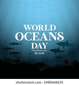 Illustration for World Oceans Day in a flat design style