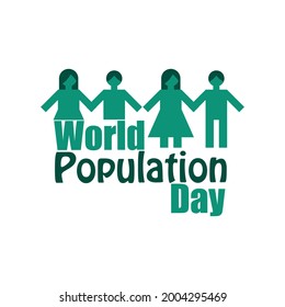 Illustration World population Day lettering on white background