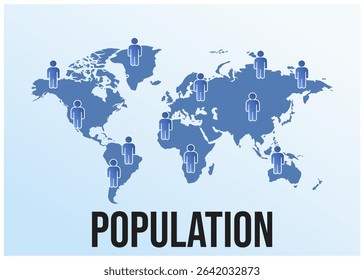 Illustration of world population with world map background