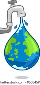 Ilustración de un mundo reflexionado sobre el agua