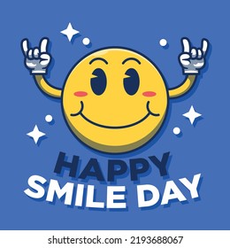 Illustration of world smile day. flat cartoon designs.
