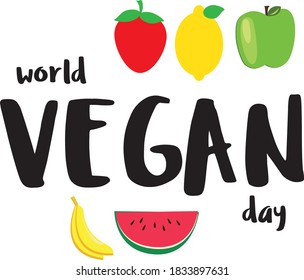 Illustration of World Vegetarian Day for social media post , postcard, banner, greetingcard, emblem, sticker, flyer. World Vegan Day poster.  1 november. Veector Eps. 8