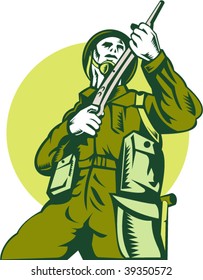 Illustration Of A World War Two British Soldier With Rifle