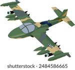 illustration of a world war two fighter plane full of green ammunition