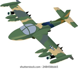 ilustración de un avión de combate de la segunda guerra mundial lleno de munición verde