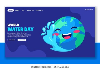 Illustration of World Water Day for Social Media Landing Page in Flat Style