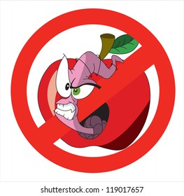 Illustration of worm in the apple