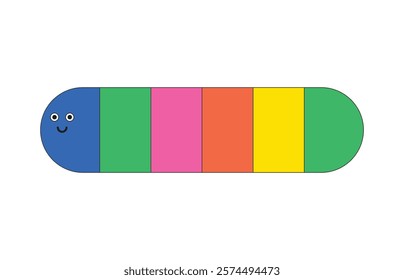 Illustration worm with colorful retro rainbow unique design with blank background