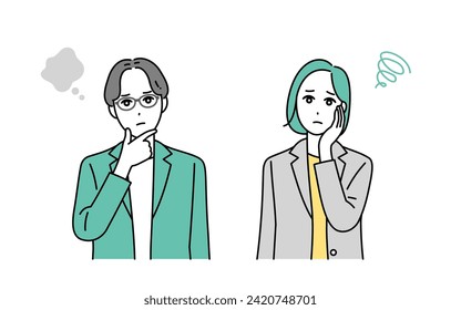 Illustration of a worried business person with a difficult face