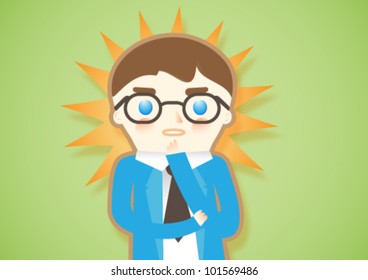 Illustration of a worried man.