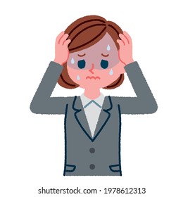 Illustration of a worried woman wearing a suit