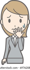 Illustration of a worried young lady wearing suits