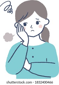 
Illustration of a worried young woman