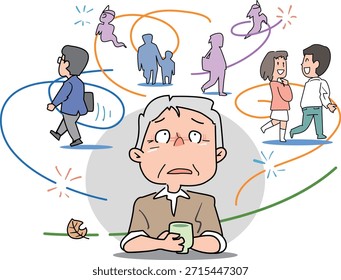Una ilustración de las preocupaciones de los ancianos - perdiendo conexión con la sociedad.