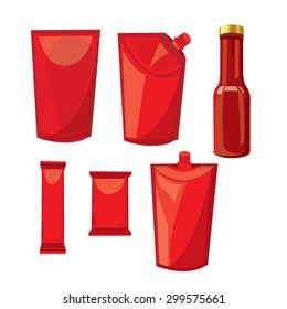 Illustration. Wrap, Plastic, Foil, Packet, Packaging. Hot Sauce