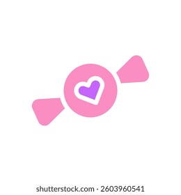 An illustration of a wrapped candy with a heart, great for designs.