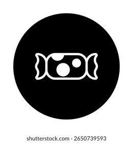 Illustration of a Wrapped Candy with Polka Dots on Black Background for Celebration Design