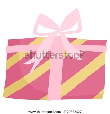 Illustration of a wrapped gift box with ribbon and bow, representing celebration, surprise, and special occasions.